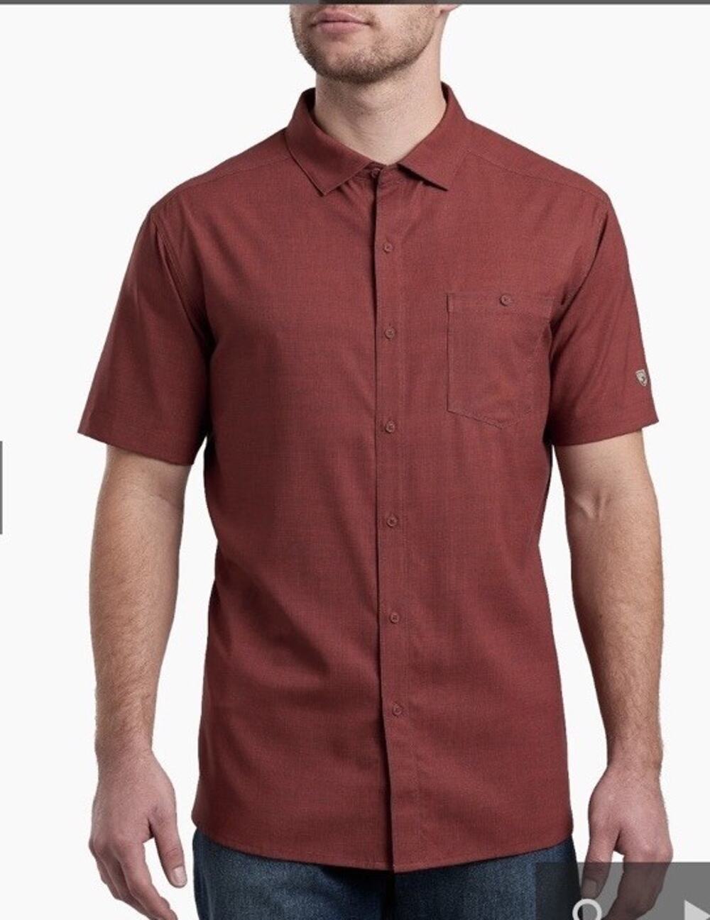 Kuhl Persuadr Shirt 50 UPF Button Down Short Sleeve Rusted Sun Red XXL Gorpcore